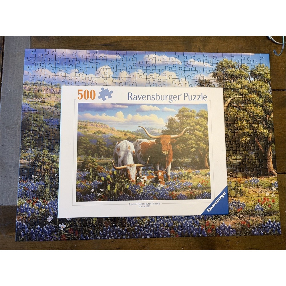 Jigsaw Ravensburger Puzzle 500 Piece Texas Longhorn Made in Germany Complete